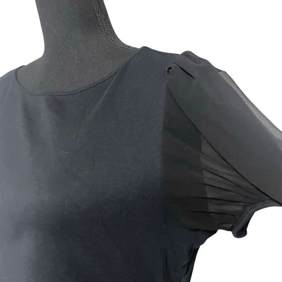 Lauren Ralph Lauren Black Mesh Bubble Puff Sleeve Top L0493 - Picture 2 of 6